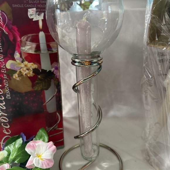 NWT Vintatg 2001 Davco Silver New York Floating Candlestick Spiral Centerpiece - Picture 2 of 6